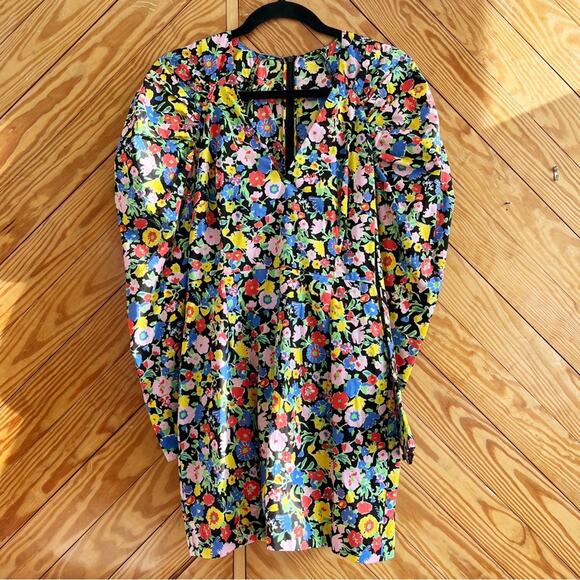Zara Floral Print Mini Dress with Puffed Sleeves - Picture 2 of 5